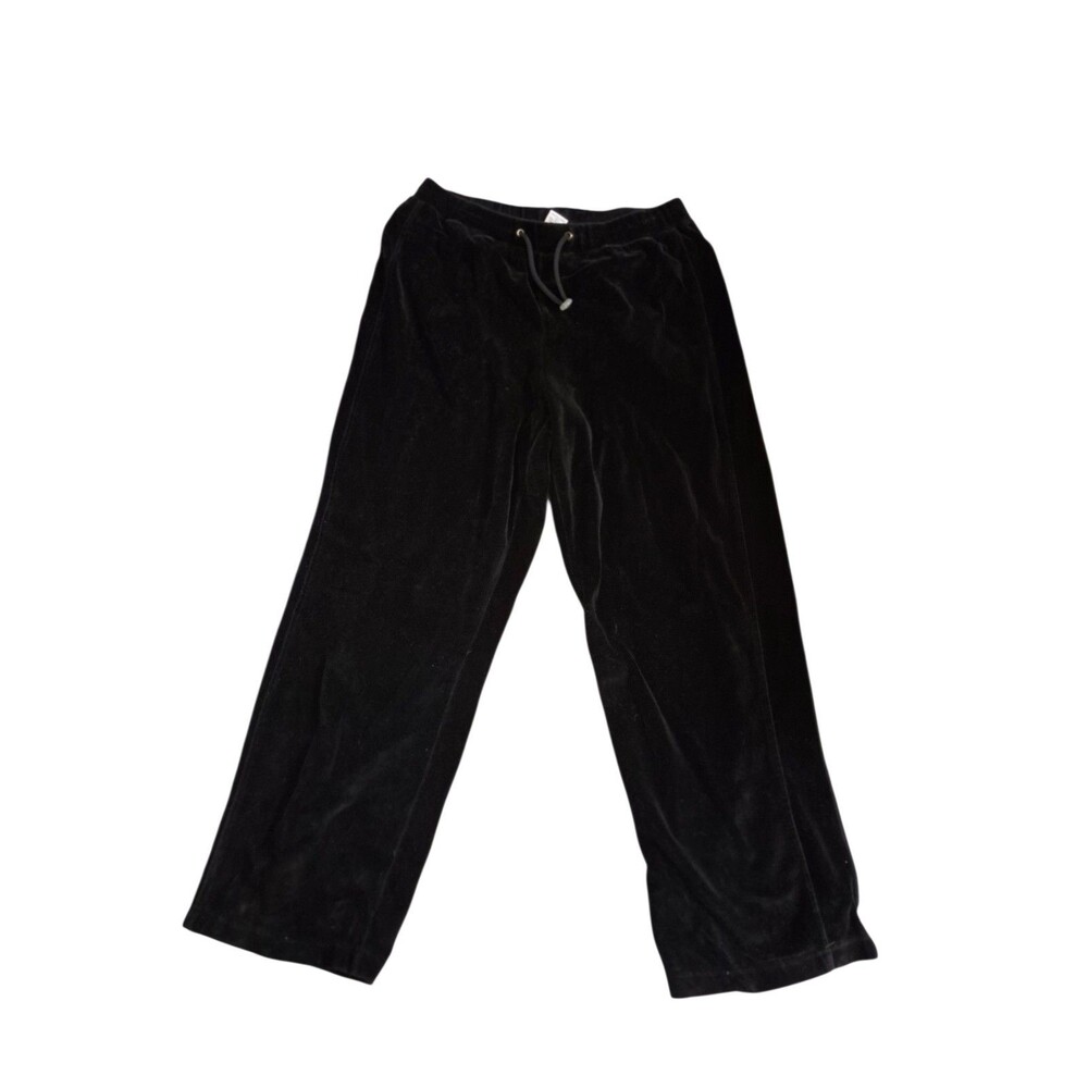 Talbots Vintage Velvet Wide Leg Pants Pull On Lounge Pants Black Sz X/XL